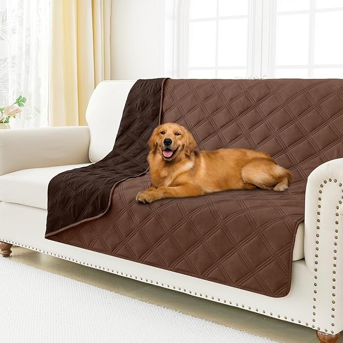 Smiry Waterproof Dog Bed Cover Blanket 52x82, Soft Reversible Pet Blanket, Washable Leakproof Cats Dogs Couch Cover for Sofa, Couch, Furniture, Lattice, Brown/Chocolate