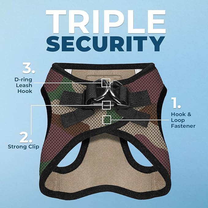 Voyager Step-in Air All Weather Mesh Harness and Reflective Dog 5 ft Leash Combo with Neoprene Handle, for Small, Medium and Large Breed Puppies by Best Pet Supplies - Army Base, M