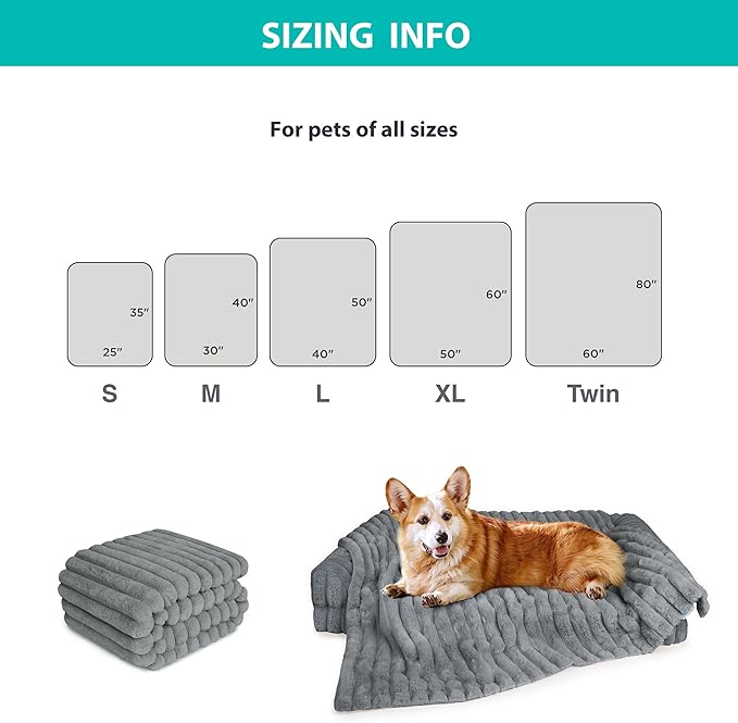 Waterproof Dog Blanket for Small Dogs, Luxury Plush Washable Cats Blankets for Couch Protection, Super Soft Calming Pet Blanket for Indoors (Grey, 25"x35")