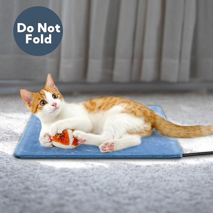 Heating Pad for Cats and Dogs Outdoor,Indoor Warming Cat Heating Pad, Waterproof，Chew Resistant Cord (Blue, 16 X 12)