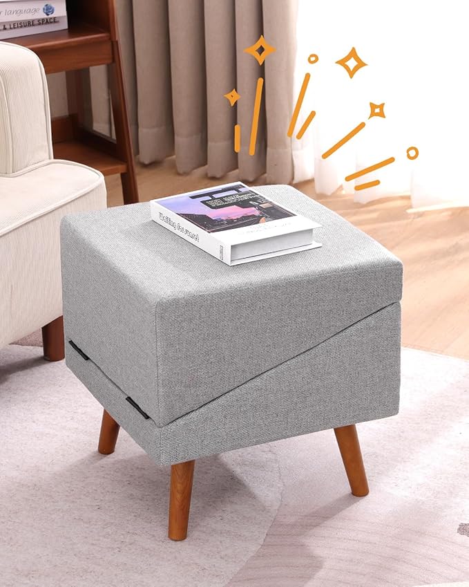 Dog Ramp for Couch and Bed, Dog Stairs for Small Dogs and Cats, Foldable Pet Steps for Medium Senior Dogs and Puppy, Split Ottoman Design Pet Ramp (Light Grey)