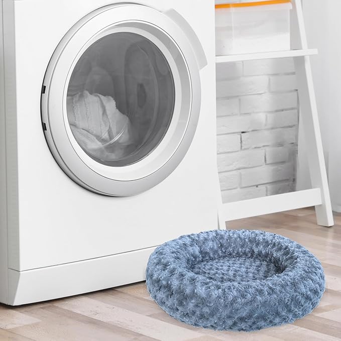 Heated Cat Beds for Indoor Cats Warming Cat Beds Super Soft Machine Washable Thermo Kitty Electric Heating Bed 19 Inches Round
