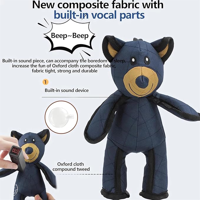 Unbreaka Bear Dog Unbreakable Teddy Extreme Bear 2.0 Dogs Toys Aggressive Chewers Indestructible Stuffed Plush Dog Squeaky Toy Keep Them Busy Durable Tough Heavy Duty Chewer Dog Toy Large Breed (2PC)