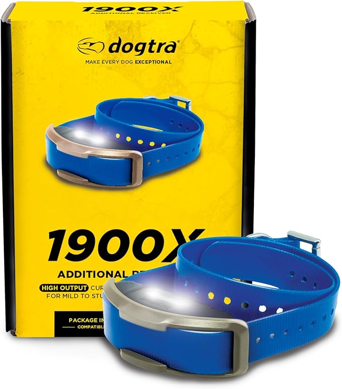 Dogtra 1900X E-Collar Additional Receiver 35 lbs+, 3/4 Mile Range, LED Light, 100 Levels of Precise Control for Stubborn Dogs, Waterproof, Boost for Quick Recall, Vibration, Safety Lock & Tone