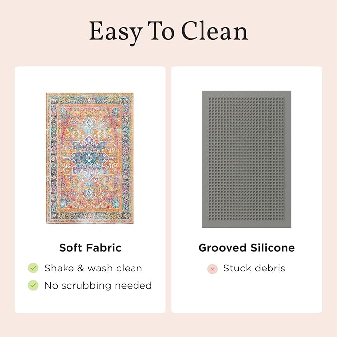 Lovewag Cat Litter Mat 2 Pack - Large 36x48 Machine Washable Easy Clean Non-Slip Waterproof Trapping Mats for Cats - Moonlit Night