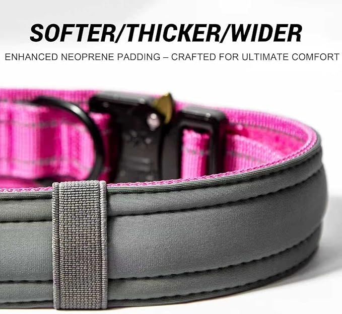 Personalized Tactical Dog Collar with Control Handle, Custom Name & Phone, Neoprene-Padded Lining, Reflective Strips, Heavy-Duty Thick Nylon, Metal Buckle, for Medium & Large Dogs