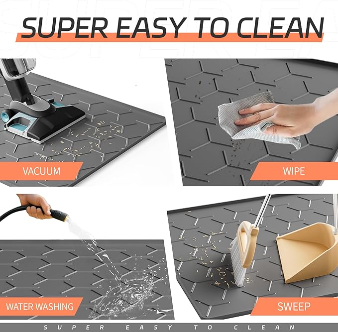 Large Silicone Cat Litter Mat, Waterproof/Urineproof, Litter Recycling, Easy to Clean, Soft on Kitty Paws (22"X34"-Dark Grey)