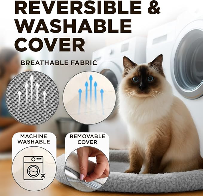 Cat Window Perch – Strong 6 Suction Cup Cat Hammock Bed That Holds up to 50 lbs with Washable Reversible Cover, Sturdy Metal Frame for Indoor, Window or Wall Mounted Perch (Gray)