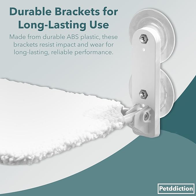 Cat Window Perch Hammock | Window Cat Bed Seat | Foldable Cordless Glass Ledge | Space-Saving Sill Extender | Heavy-Duty Frame | Strong Suction Mount | Reversible Machine-Washable Cover