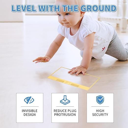 Vagueior Recessed Flat Hidden Floor Electrical Outlet Kit,with 4 * 15A Receptacle+1 * 5V 2.1A USB Charging Ports+2-Port RJ45 Datacom Receptacle，Waterproof Electrical Outlet Covcer Box,Gold