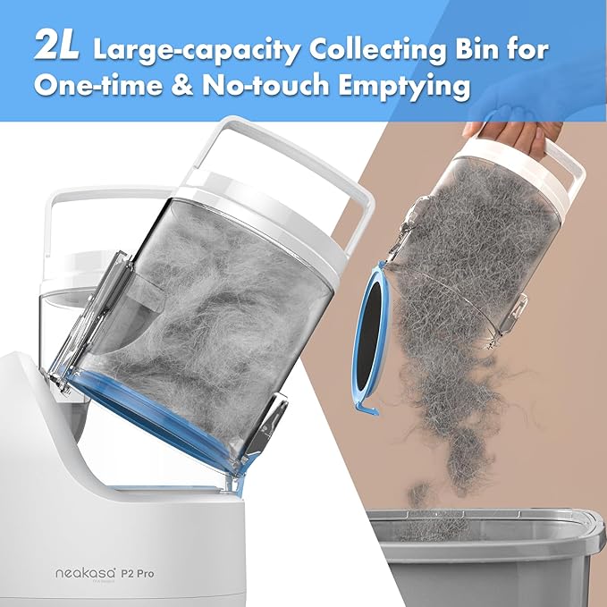 Neakasa P2 Pro Dog Grooming Kit, Dog Clippers Vacuum Suction 99% Hair, Pet Grooming with 5 Proven Tools, 2L Large-Capacity Easy Empty Dustbin for Dogs Cats Animals