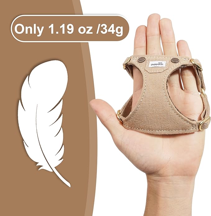 Puppytie No Pull xs Dog Harness with Multifunction Dog Leash,Soft Adjustable No Choke Escape Proof Pet Harness Vest,Denim Mocha Brown,XS