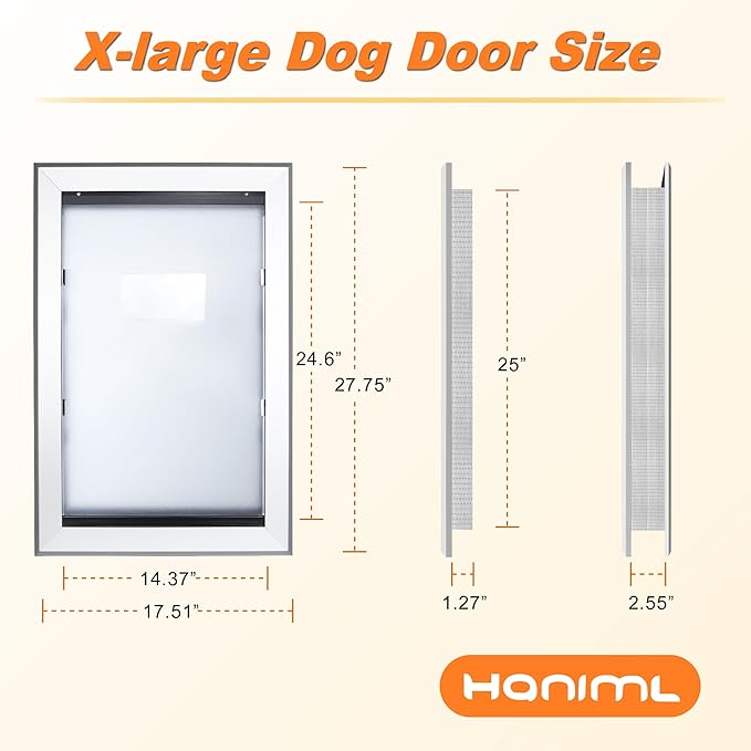 Extra Large Dog Door - Heavy Duty Aluminum, Extreme Weather, Dual Flap, Lockable for Large & Extra Large Dogs Up to 220 lbs