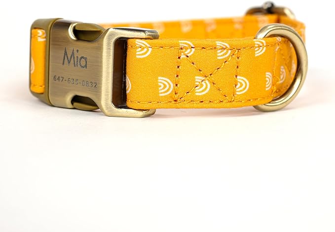 Personalized Dog Collar with Name and Phone Number Engraved,Adjustable Custom Puppy Collar,Organic Cotton Pet Collar for Small Medium Large Boy Girl Dogs