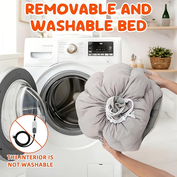 BWOGUE Indoor Heated Cat Bed, 2 in 1 Heated Cat Cave Bed with Temp Adjustable and Timer, Warming Cat Bed Thermo-Pet Nest for Indoor Cats Old Cats 16.9"×16.9"×16.1" (Gray)