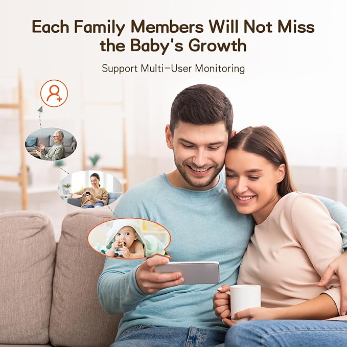 2K WiFi Baby Monitor with 5'' 1080P Screen, Smart Baby Camera with App Control, 360°Auto Tracking, Motion & Sound & Humidity & Temperature Detection, Night Vision, 2-Way Talk,Long Battery Life