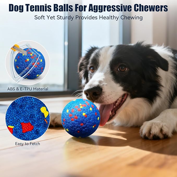 Durable Floating Dog Ball for Fetch & Chewing, 3.15" Plaque Cleaning Chew Toy for Aggressive Dogs & Puppies, High-Visibility Non-Toxic Water Toy with Textured Grip