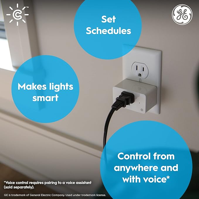 GE Cync Smart Indoor Plug, Smart Outlet Control, WiFi Outlet Plug, Matter Compatible, Works with Alexa and Google Home