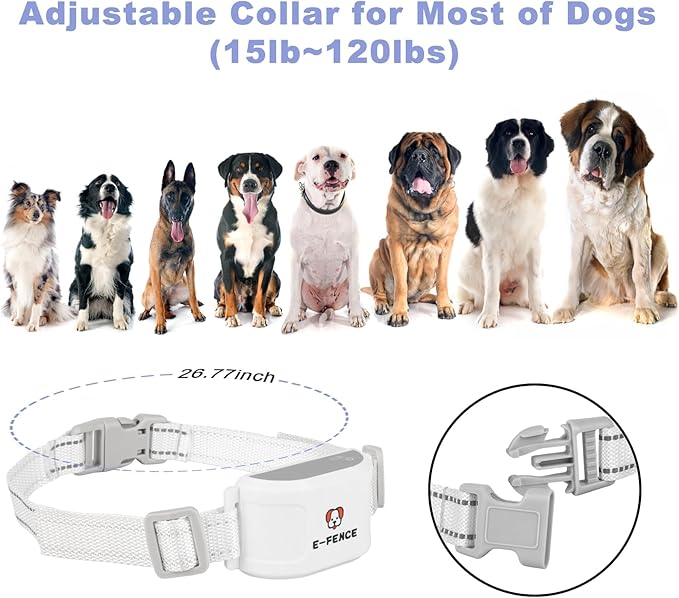 E-FENCE 3-in-1 GPS Dog Tracker/Training Collar/Electronic Fence Wireless Electric Collar Fence for Dogs,Pet Containment System,Adjustable Irregular Boundary,Outdoor Use Only