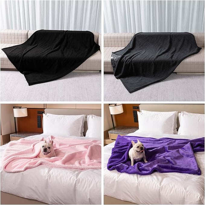 Pink Calming Pets Blanket Big Dogs and Cats Fluffy Sherpa Fleece Waterproof Pet Bed Blankets Couch Covers Puppy Leakproof Sofa Couch Washable Cover Warm-XL-85x57in