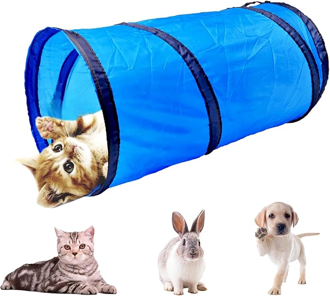 Cat Tunnel for Indoor Cats Interactive, Rabbit Tunnel Toys, Pet Toys Play Tunnels for Cats Kittens Rabbits Puppies Crinkle Collapsible Pop Up Royal Blue 20"