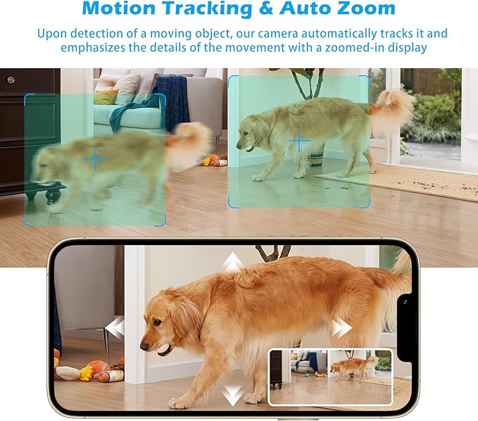 3MP Indoor Pan/Tilt Security Camera, 5G WiFi 360° Rotating Home Cameras for Baby Monitor/Pet Camera, Auto-Focus&Zoom,Motion Detection,2-Way Audio,Siren,Color Night Vision,Cloud&SD Card