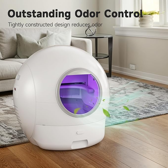 ELS PET S2 Automatic Cat Litter Box Self Cleaning for Multi Cats, APP Control Smart Litter, Pearl White