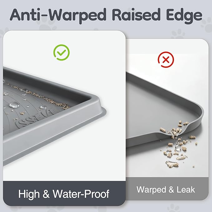 ISSEVE Cat Litter Mat 54" x 27.5" XXL, Extra Large Silicone Mat for Litter Box, 1.38" Raised Edge Urine Proof Litter Trapping Mat Pad for Scatter Control, Soft on Kitty Paws, Protect Floor (Dark Grey)