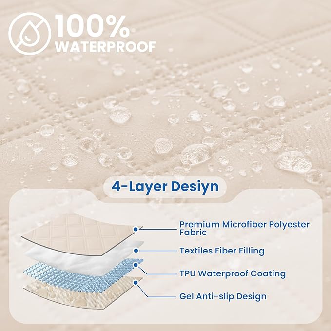 Waterproof Dog Bed Cover, Non-Slip Dog Blanket for Couch, Couch Covers for Dogs Washable, Pet Blanket for Furniture, Pet Bed Mat for Sofa, Car, Pet Supplies (82x102 Inch, Beige)