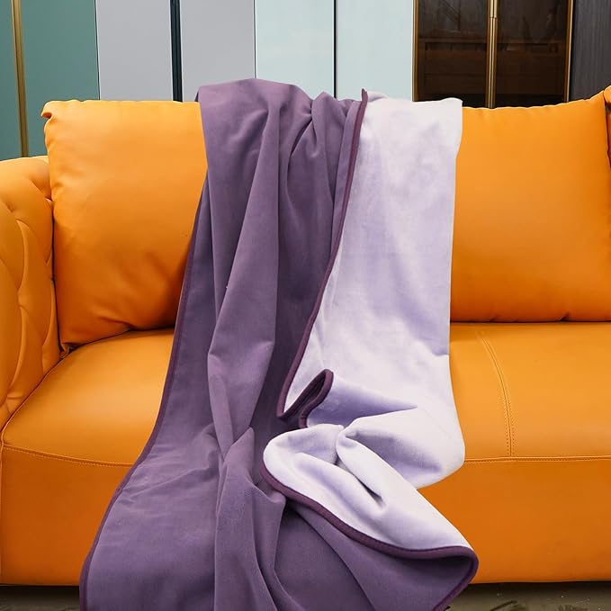 Waterproof Blanket for Bed Couch Sofa, Reversible & Reusable Cat, Dog Blanket Waterproof Washable, Small Water Resistant Blankets, Leakproof (40"x60", Deep Purple/Light Purple)