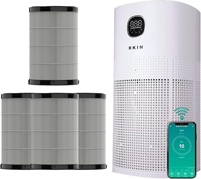 Smart Air Purifier Bundle with 3+ Year Filters – WiFi & App Control, PM2.5 Monitor, Large Room Air Cleaner for Pets, Smoke, Odors & Pollen – Covers Up to 663 sq ft with Auto, Turbo & Quiet Sleep Mode