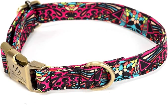 Personalized Dog Collar with Name and Phone Number Engraved,Adjustable Custom Puppy Collar,Organic Cotton Pet Collar for Small Medium Large Boy Girl Dogs