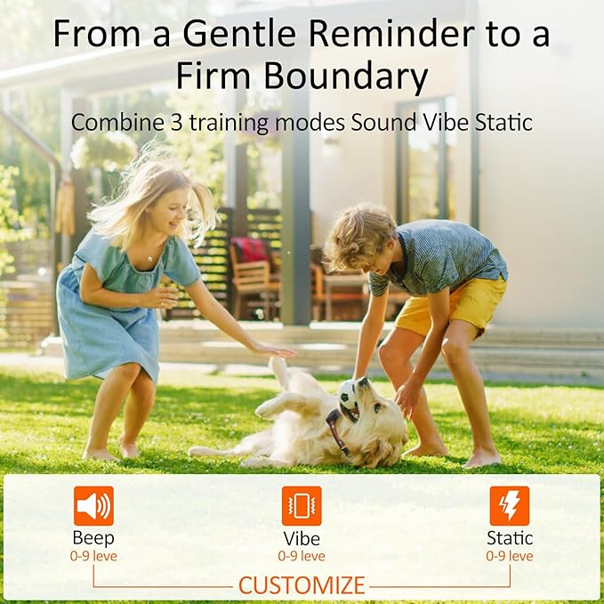 GPS Dog Collar, Invisible Fence for Dogs, Wireless Electric Dog Fence Collar with 3 Correction Modes IP67 Waterproof for Pets Over 15 Lbs Outdoor Use Only