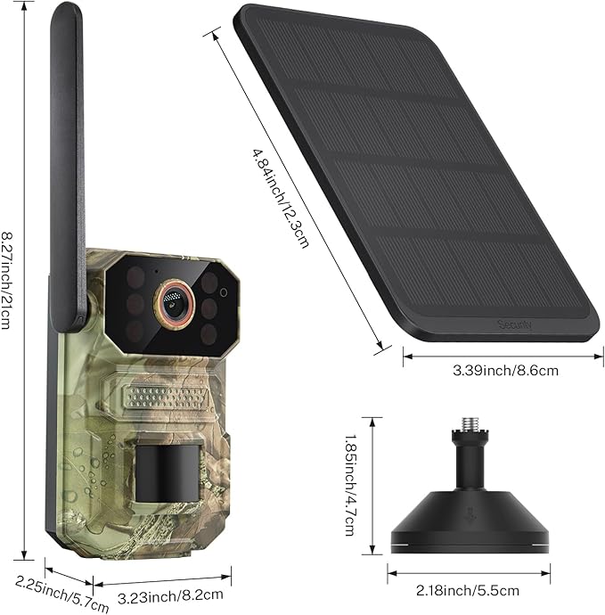 1080p 4G LTE Cellular Camera with Solar Panel, Smart AI Motion Detection, 2-Way Audio, Crisp Night Vision, Cloud Storage, Outdoor Surveillance Security Cam