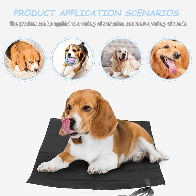 DOITOOL Electric Heating Pad for Pets USB Powered Cat Heated Cushion with Timer Function Dog Warmer Pad for Indoor Beds Adjustable Temperature Pet Heating Mat