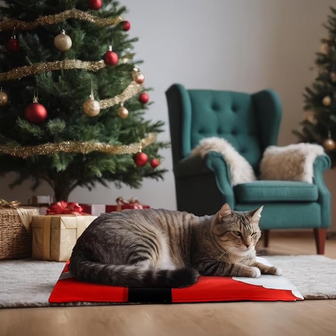 Tuanse Christmas Pets Heating Pad for Cats Dog 12 Level Adjustable Temperature Electric Heated Pad with Timer Waterproof Cat Heated Bed with Chew Resistant Cord for Pet Dog Puppy(17.7 x 17.7 Inch)