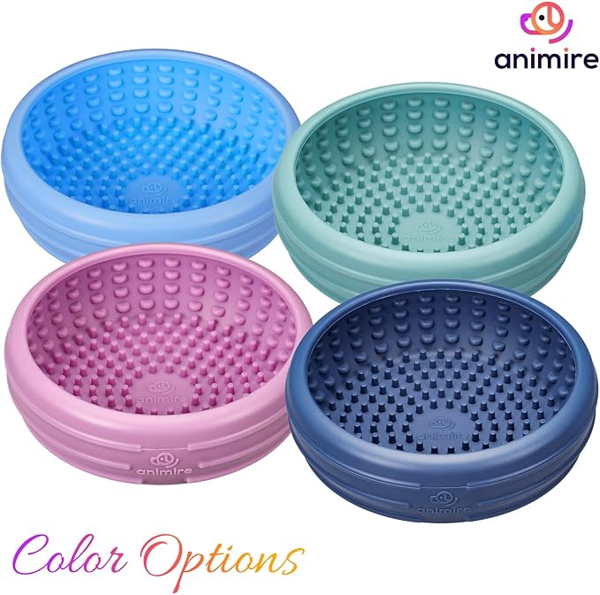 Dog Lick Bowl, Animire Freeze Lick Mat for Dogs, Non-Slip Slow Feeder Licking Bowl Enrichment Treat for Distraction Anxiety Relief, Food Grade Silicone, Dishwasher Safe(Dark Blue,S)
