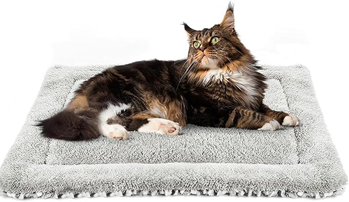 Self Warming Pet Bed Mat - Double Sided Soft Plush Pad | Machine Washable Thermal Cat Blanket, Non Slip Puppy Cushion | Winter Heated Sleeping, Reversible Indoor Outdoor Comfort