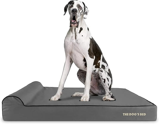 The Dog’s Bed Orthopedic Headrest Dog Bed XXL Grey/Black, Memory Foam, Pain Relief for Arthritis, Hip & Elbow Dysplasia, Post Surgery, Lameness, Waterproof Washable Cover