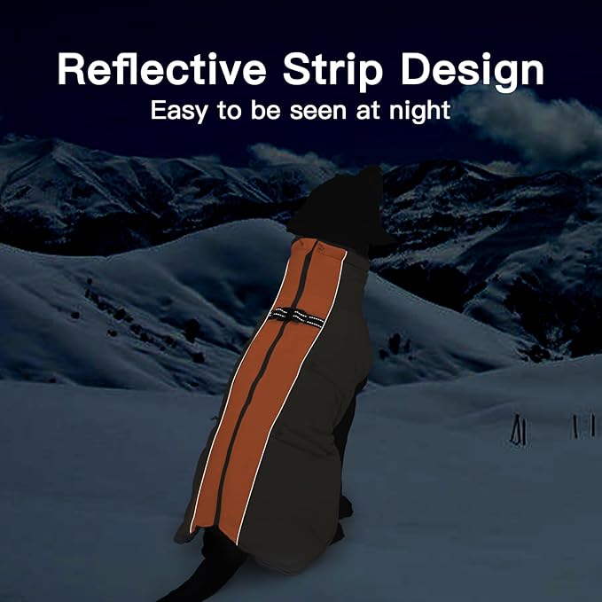Dog Coat Winter Warm Dog Jackets for Large Dogs Reflective Snowsuit with Harness Fleece Dogs Snow Jacket Waterproof Pet Clothes for Cold Weather