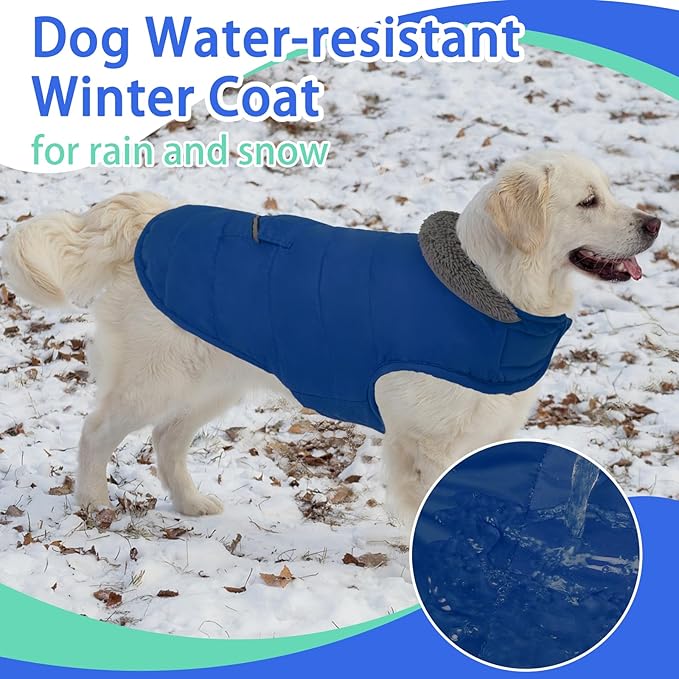 MIGOHI Warm Dog Winter Coat - Winter Dog Jacket, Reflective Windproof Fleece Vest with Leash Hole and Furry Collar