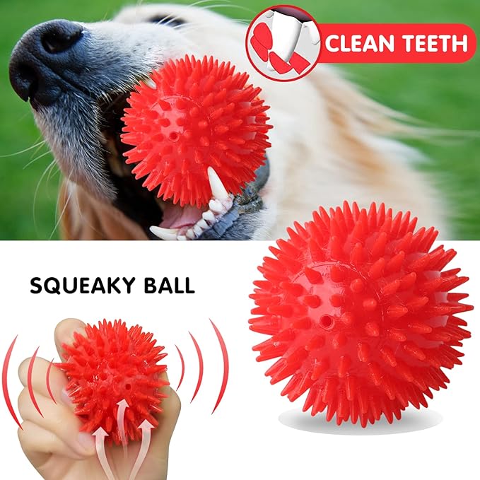 D KING D KING 3Pack Squeaky Dog Balls,2 in1 Funny Puppy Ball Toys,Dog Toy for Small Medium Dogs,Squeezable squeaking Toys,Balls for Games(Monster Ball)