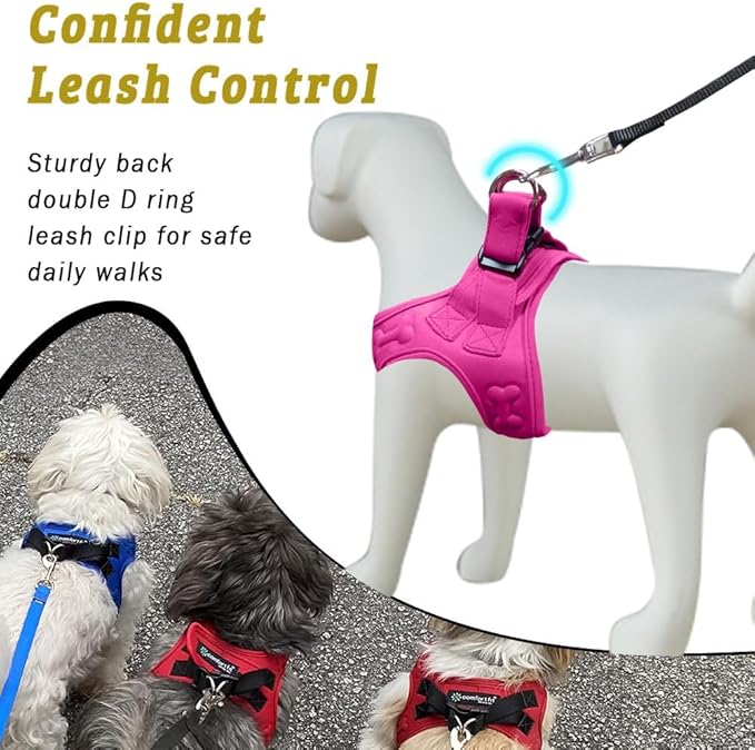 Comfort fit Step-in Dog & Puppy Harness Comfortable All Weather Dog Vest Harness: Adjustable Soft Padded Easy to Put-on for Small Medium-Sized Dogs Extra Comfort with Inside Velvet Plush