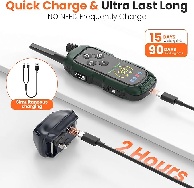 Dog Shock Collar - 4000FT Remote Training Collar with 4 Modes & LED Lights, IP67 Waterproof, Rechargeable E Collar for Small to Large Dogs (8-150 Lbs), Green