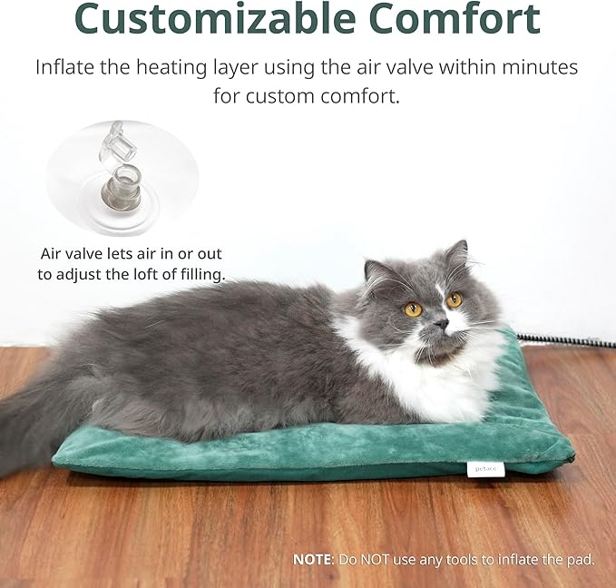 Outdoor Heated Cat Bed, Soft Pet Heating Pad with Steel-Wrapped Cord, Outside Pet Warmer for Feral Cats and Dogs, 27.5" x 15.7", 50 Watts