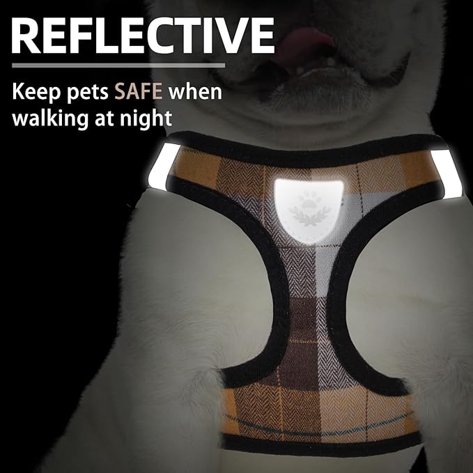 PUPTECK Adjustable Dog Harness Collar and Leash Set Step in No Pull Pet Harness for Small Medium Dogs Puppy and Cats Outdoor Walking Running, Soft Mesh Padded Reflective Vest Harnesses, Orange XS