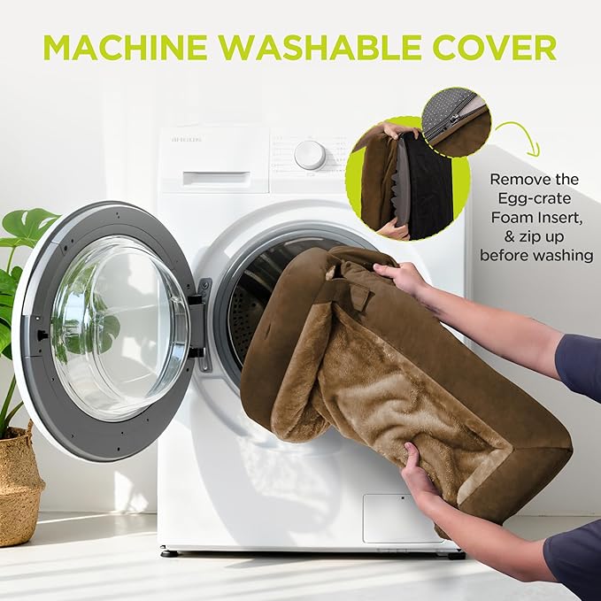 Extra Large Dog Bed, Orthopedic XL Washable Bed for Big Dog Waterproof Pet Couch Sofa Bolster with Removable Cover, Non-Slip Bottom, Tennis Ball Toy, 42x30