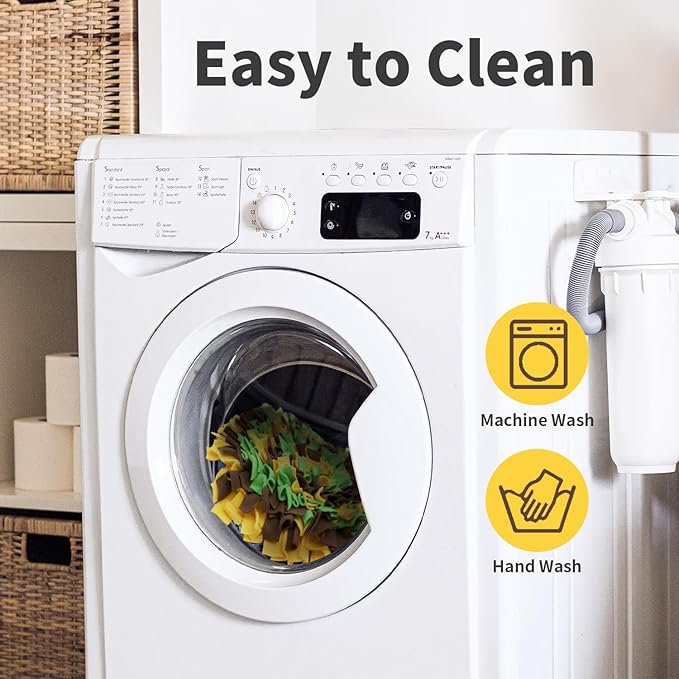 Pet Snuffle Mat for Dogs, Dog Feeding Mat, Nosework Training Mats for Foraging Instinct Interactive Puzzle Toys (Yellow&Brown&Green)