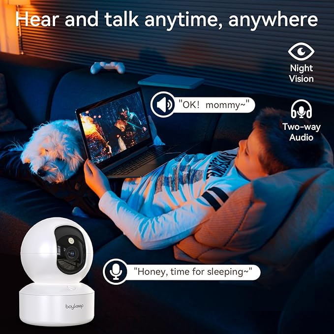 BoyKeep Indoor Camera - 2K Pet Camera, 5G/2.4GHz WiFi Cam for Baby Monitor with Phone App, 360° Pan & Tilt, 2-Way Audio, Color Night Vision, New for 2025 with 12s Free Cloud Storage