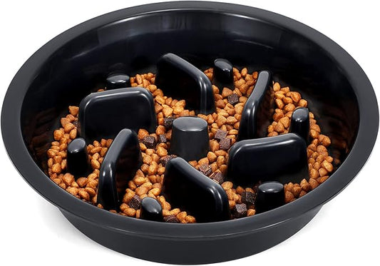 JASGOOD Dog Feeder Slow Eating Pet Bowl for Raised Pet Feeders Preventing Choking Food Water Bowl Elevated Diners Replacement Bowl (Black,Fit Opening 7.5"-8")